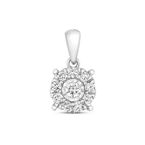 0.32ct Diamond Brilliant Illusion Pendant - 9ct White Gold